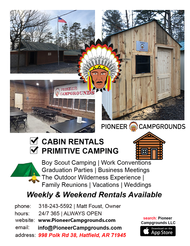 Pioneer Campgrounds Cabin Rentals & Experiences Hatfield, Arkansas
